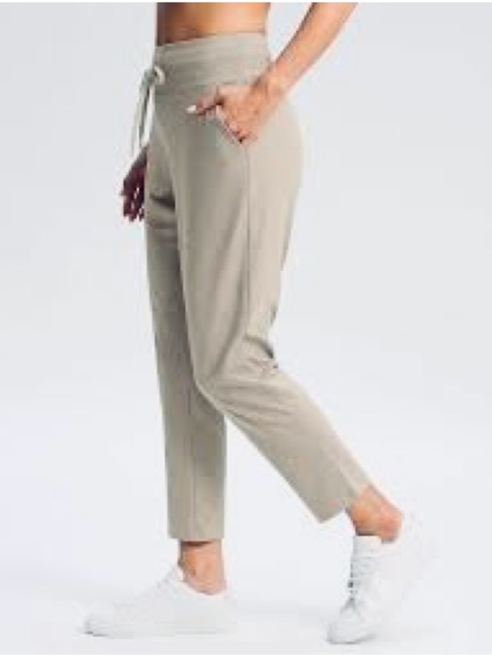 JC Penny Drawstring Joggers Stretch Relaxed Lounge Yoga Pants Light Beige Gray